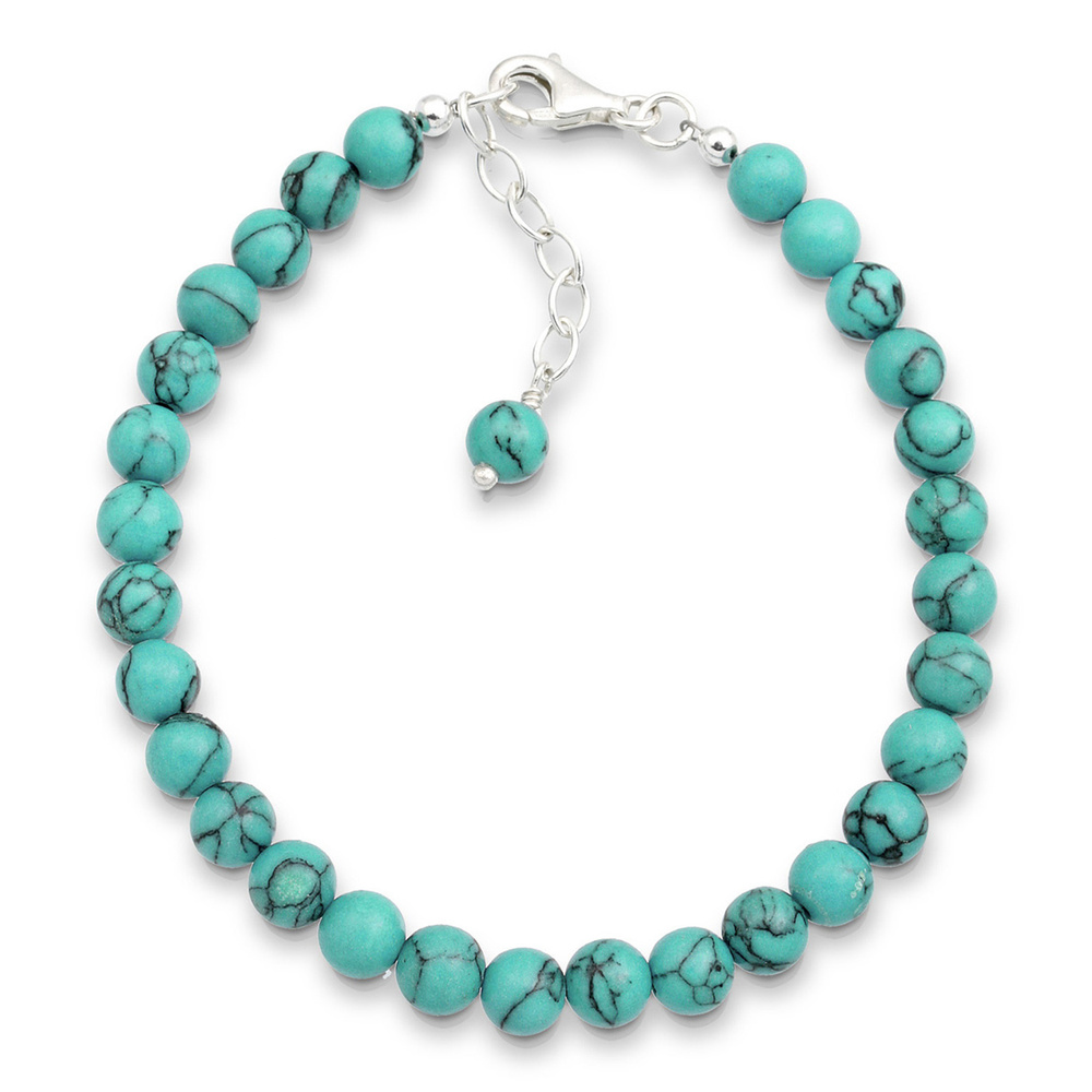 Elli Elli Bracelet Femme Boho de Balle Ajustable avec un Howlit Turquoise en Argent St Bracelet