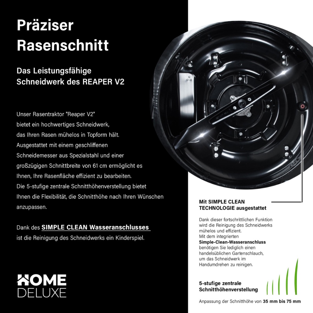Home Deluxe Aufsitzrasenmäher REAPER - Schwarz