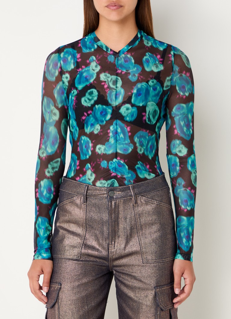 Ημιδιάφανο διχτυωτό τοπ Refined Department Myrthe με τύπωμα