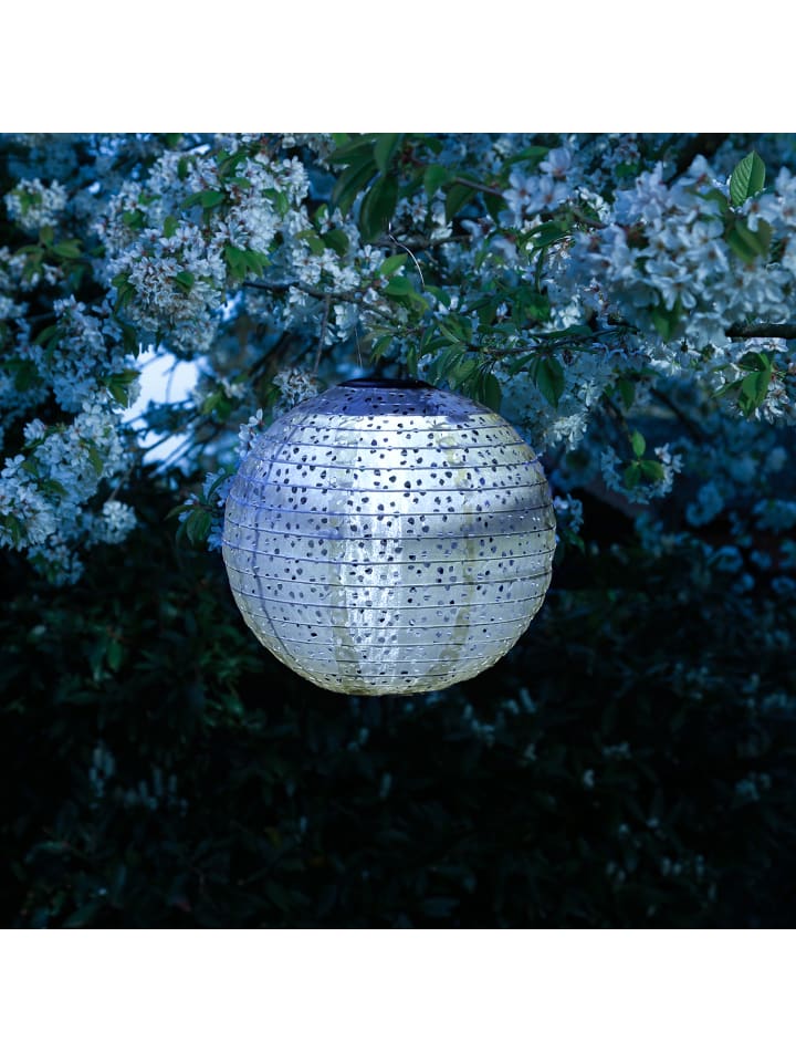 MARELIDA LED Solar Lampion mit Blumenmuster D: 25cm in blau günstig kaufen onesize