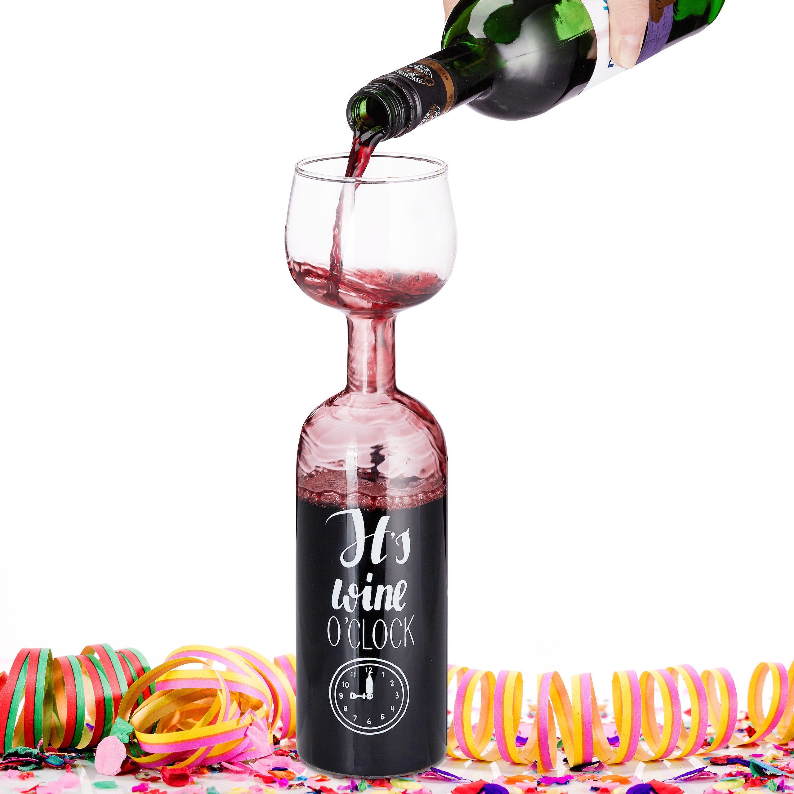 relaxdays Weinglas Weinflasche Glas Aufsatz 750 ml, Glas