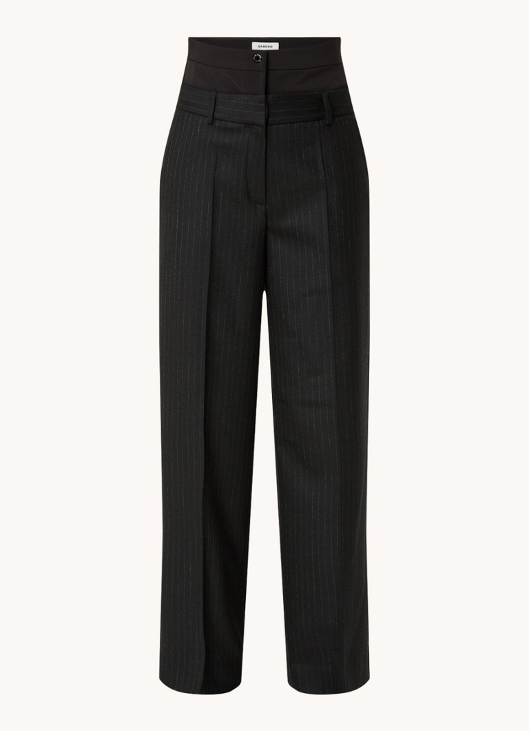 Sandro High waist wide fit trousers with pinstripe