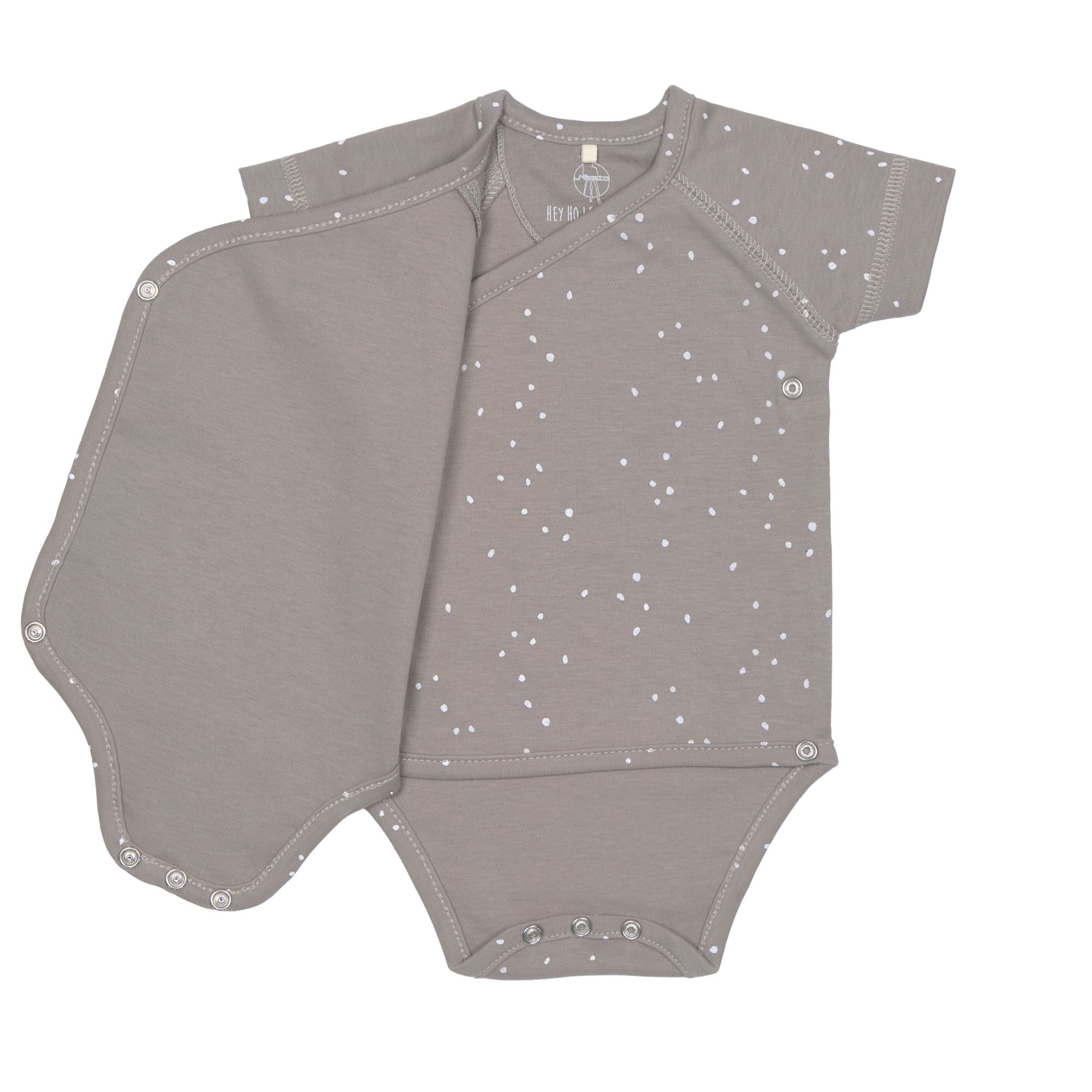 Baby Wickelbody kurzarm - Bio Baumwolle, Punkte, Taupe