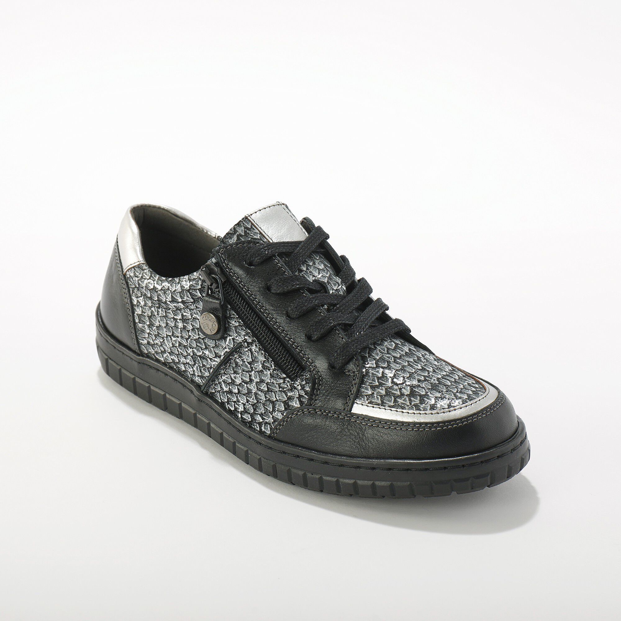 Baskets zippées bimatières en cuir