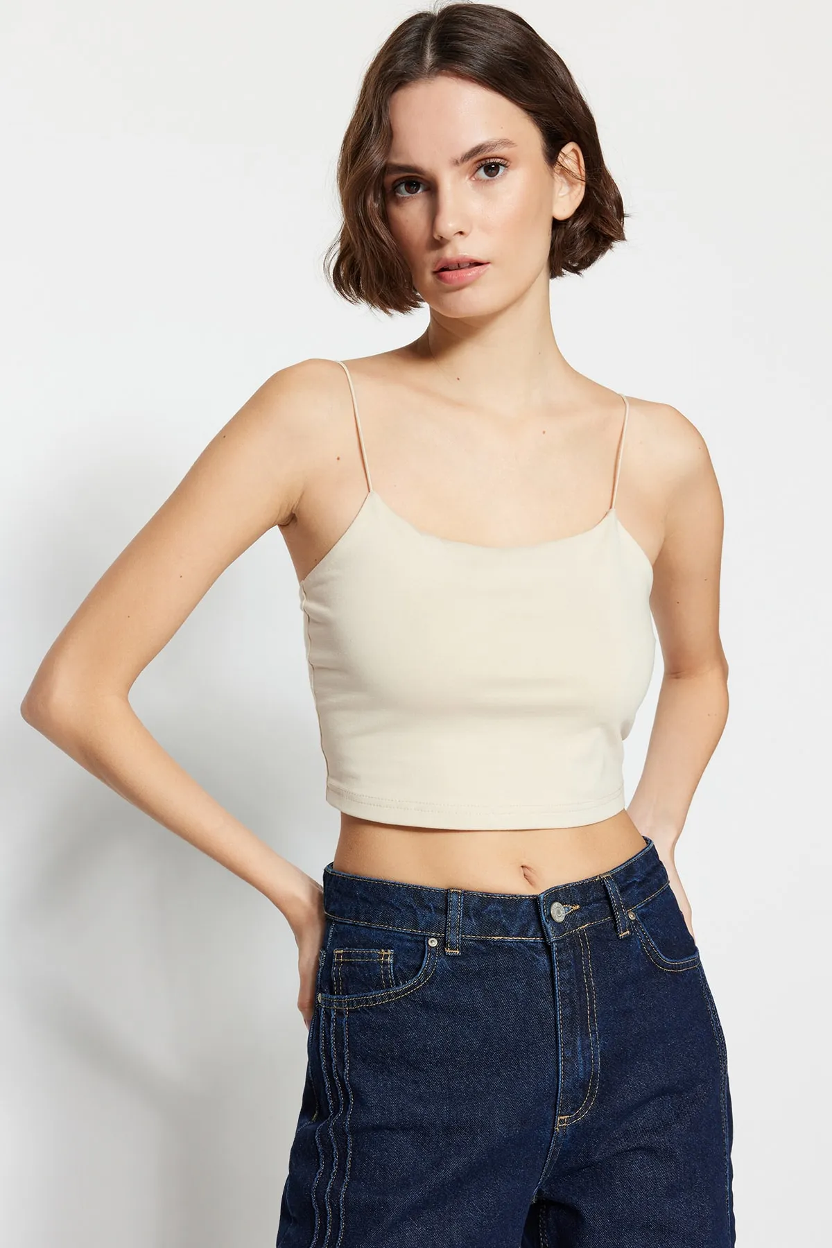 Trendyol Collection  Unterhemd - Beige - Slim Fit