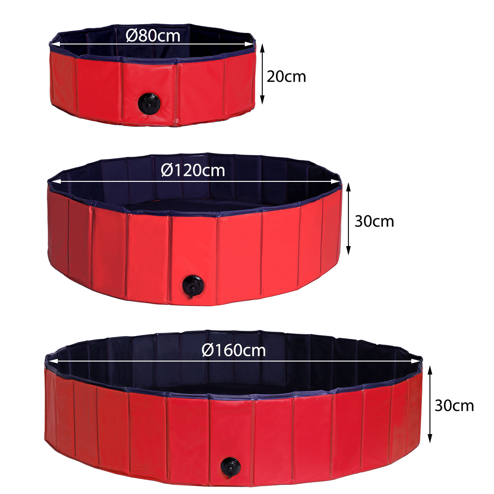 Lionto Wasserspielzeug Lionto 80 cm Hundepool mit Ablassventil - faltbar