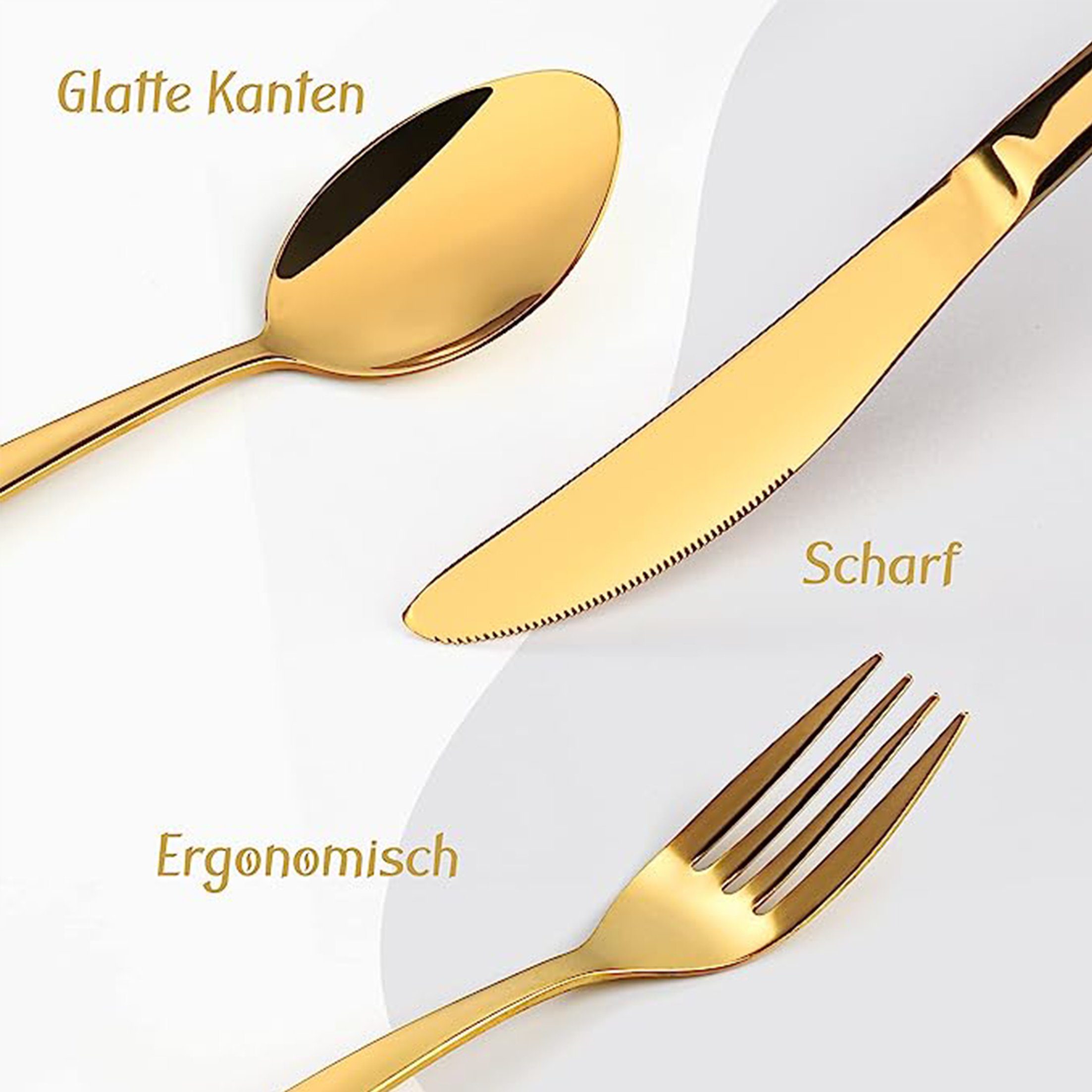 KÜLER Besteck-Set Tafelgeschirr Edelstahlbesteck Messer Gabel und Löffel 24-teiliges Set