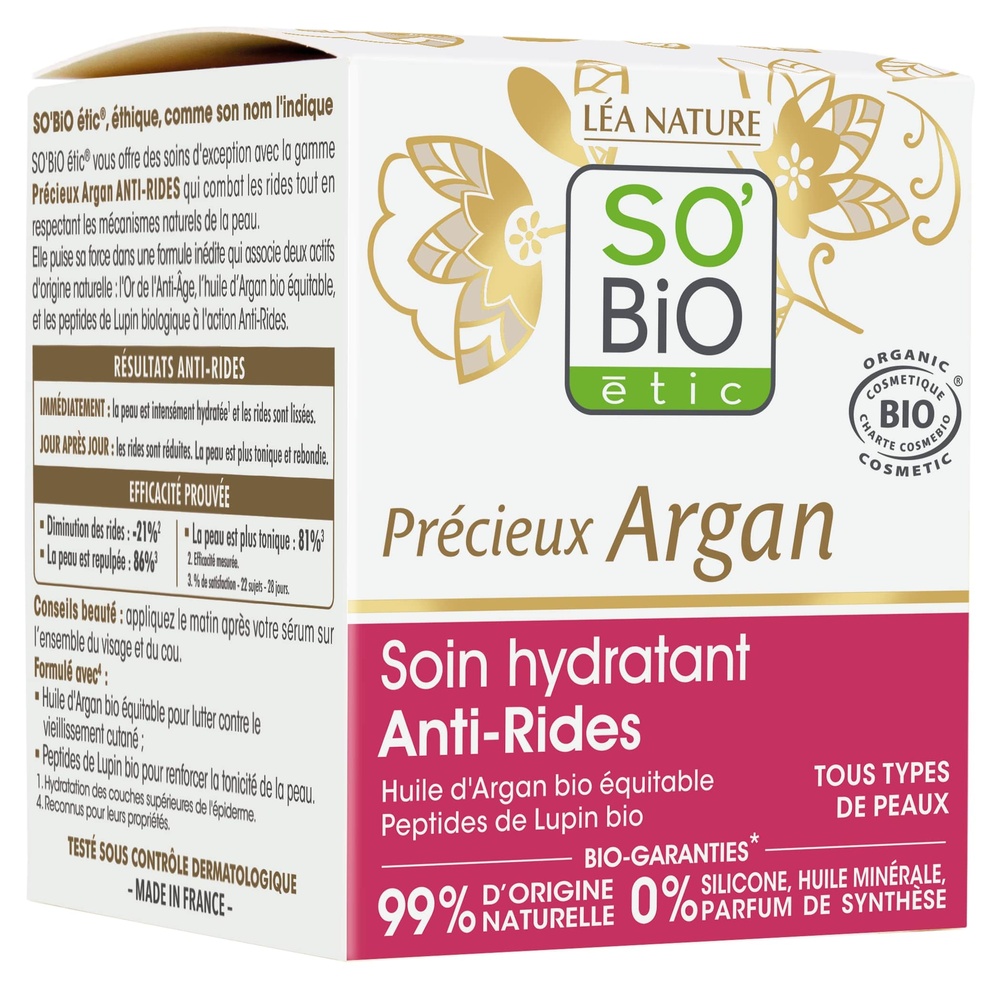 LÉA NATURE SO BiO étic Soin hydratant¹ Anti-Rides jour, Précieux Argan Soin hydratant