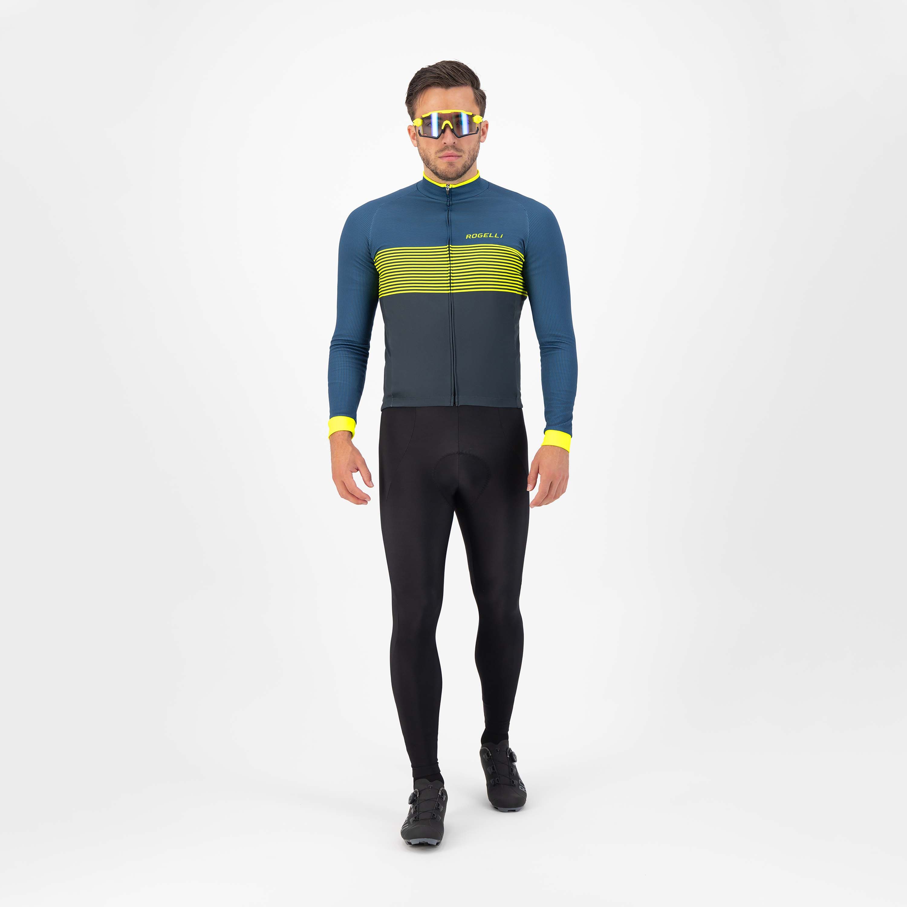 Rogelli Boost Blau/Fluor Herren Radtrikot Langarm