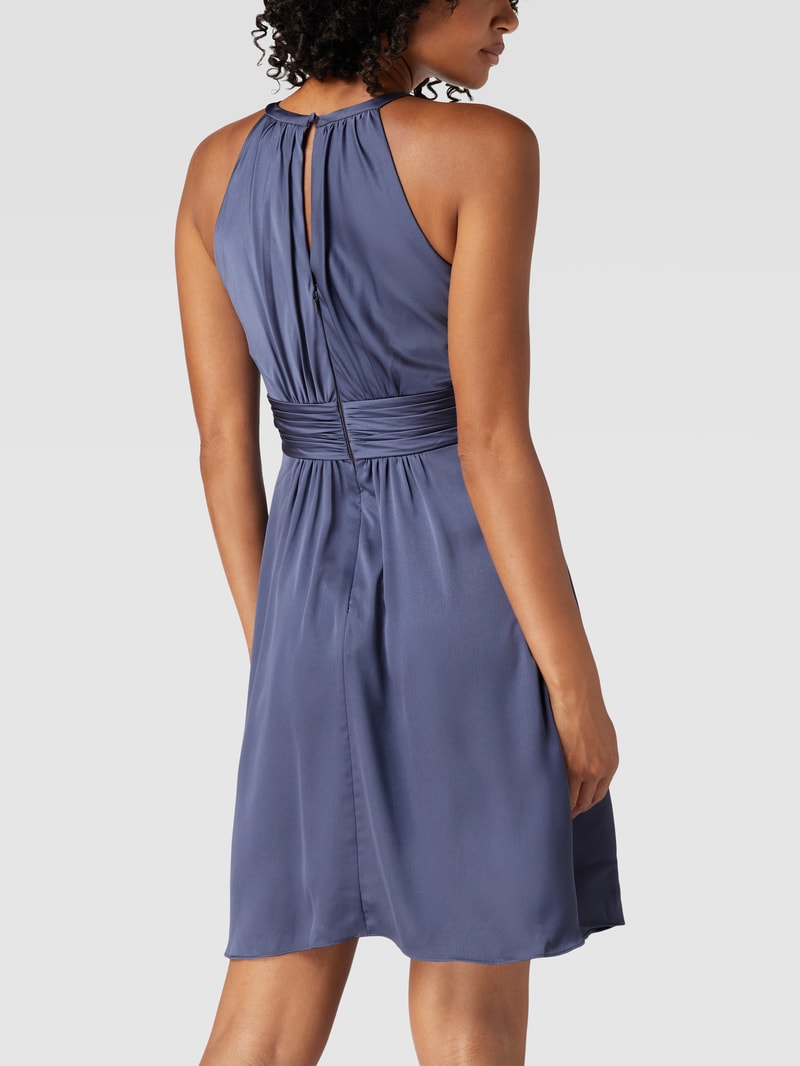 Cocktailkleid mit amerikanischem Ausschnitt in rauchblau