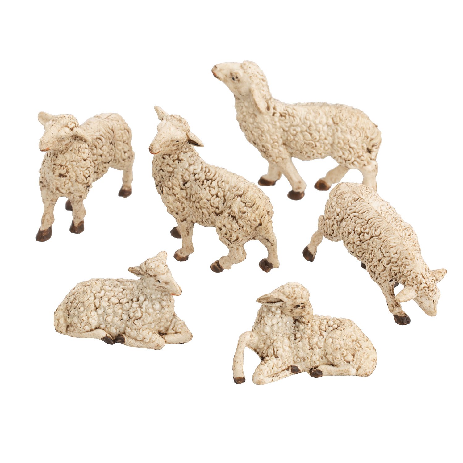 Schafe, weiß-braun, 4–5,5 cm, 6 Stück