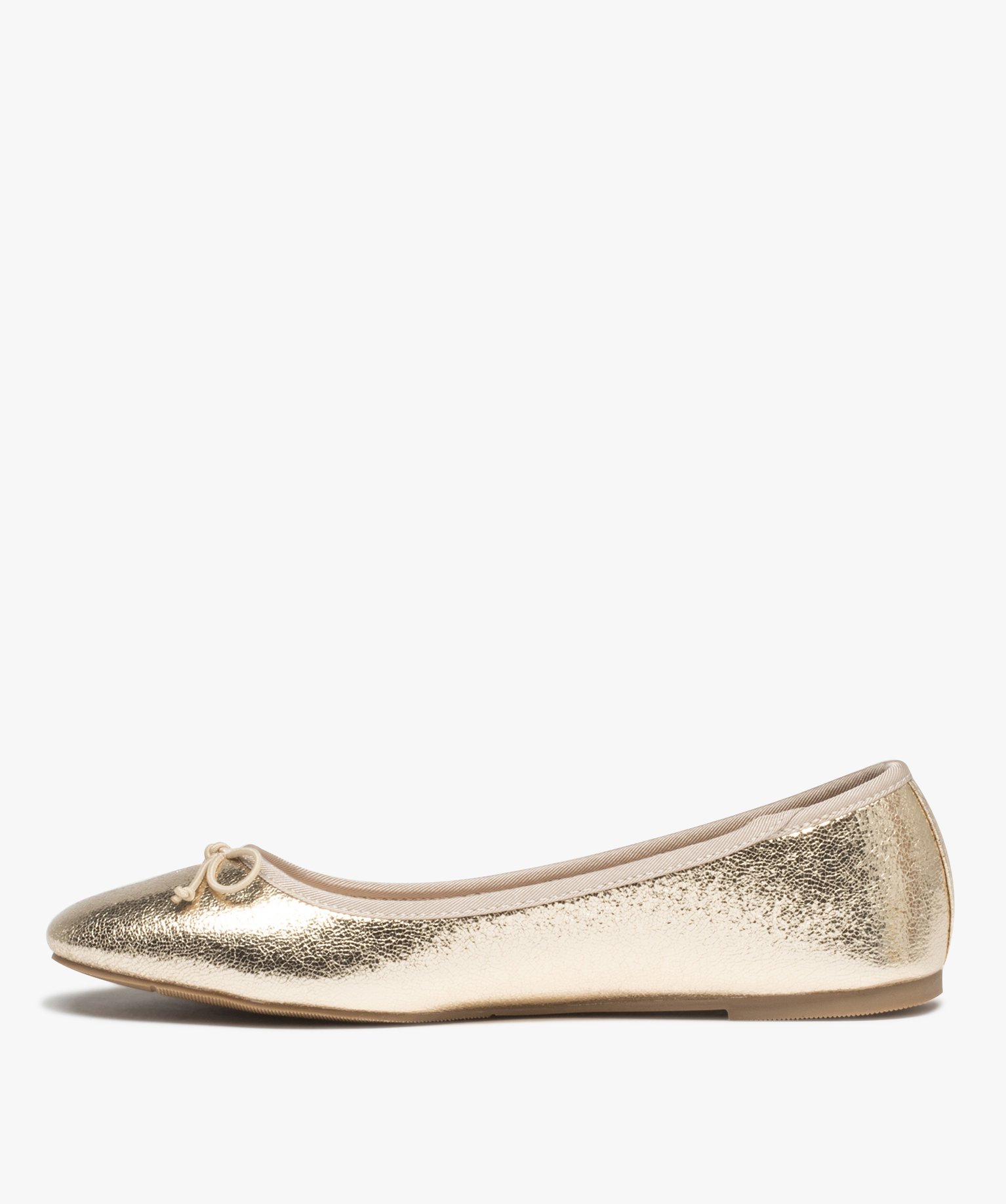 Ballerines femme métallisées avec noeud fantaisie or | GEMO