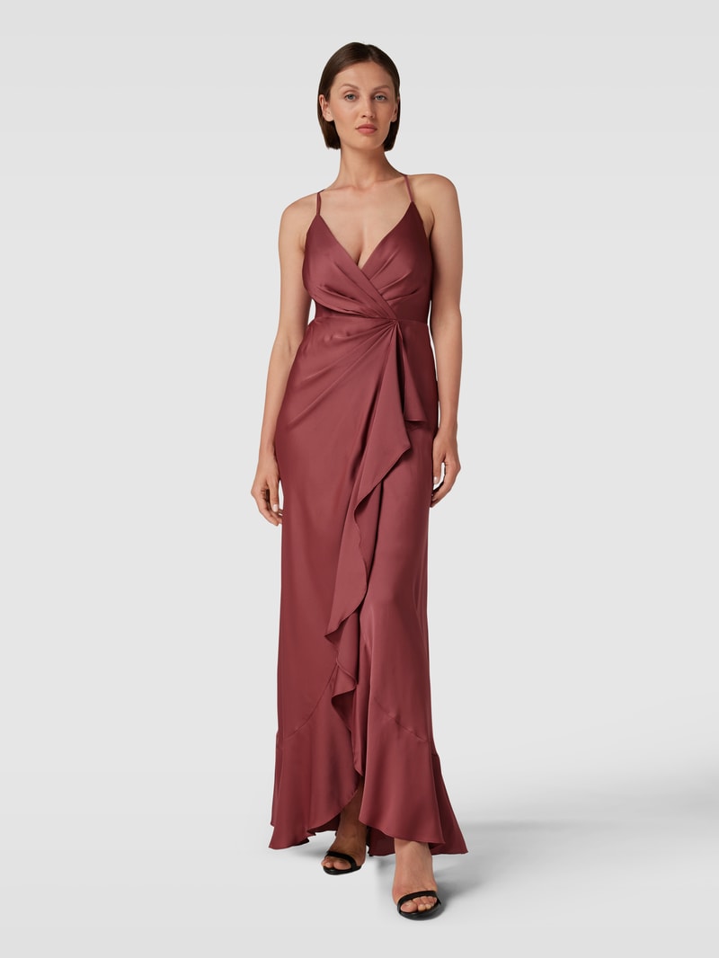 Abendkleid in Wickel-Optik in rostrot