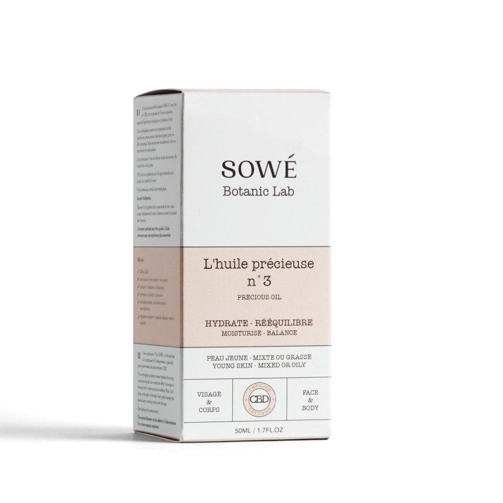 sowé botanic lab L'huile précieuse n°3 - CBD - Booster Renew - 50ml Huile visage et corps