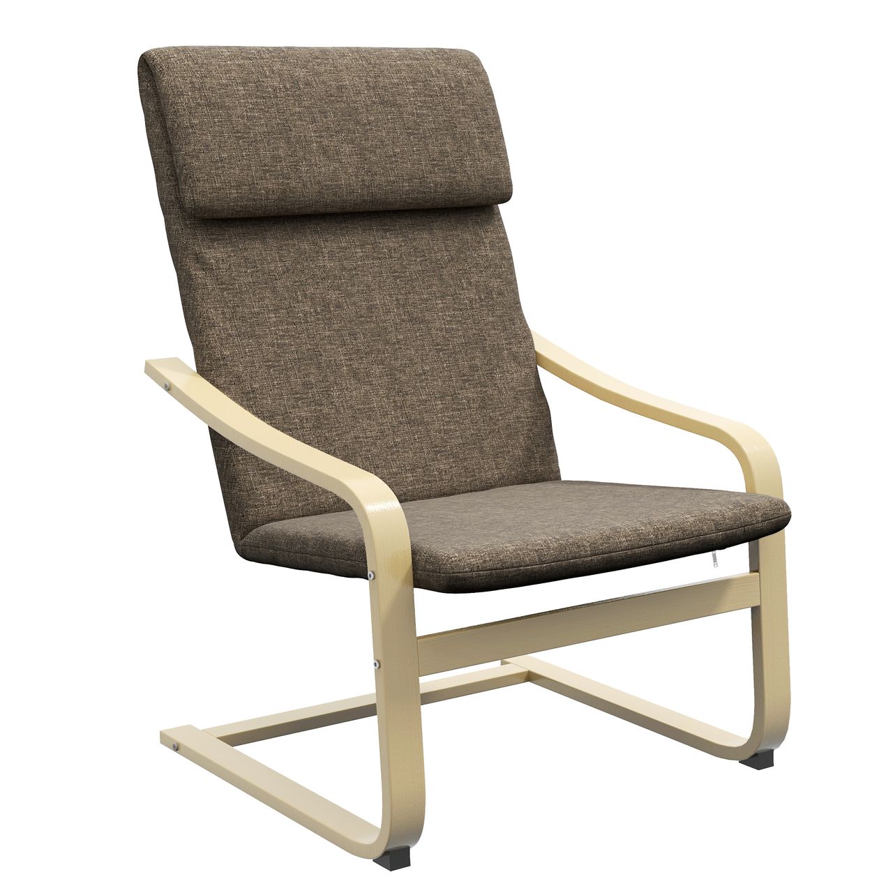HOMCOM Relaxsessel Ruhesessel mit Armlehne Leinenbezug Holzgestell Braun
