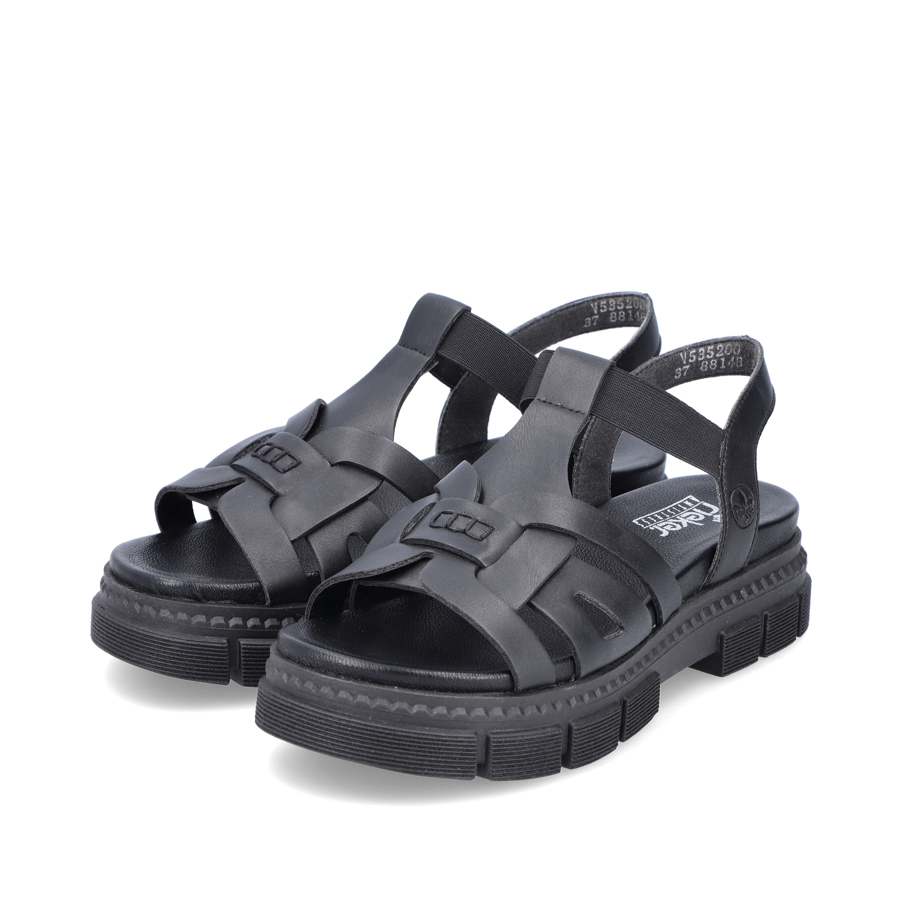 Rieker Damen Riemchensandalen asphaltschwarz