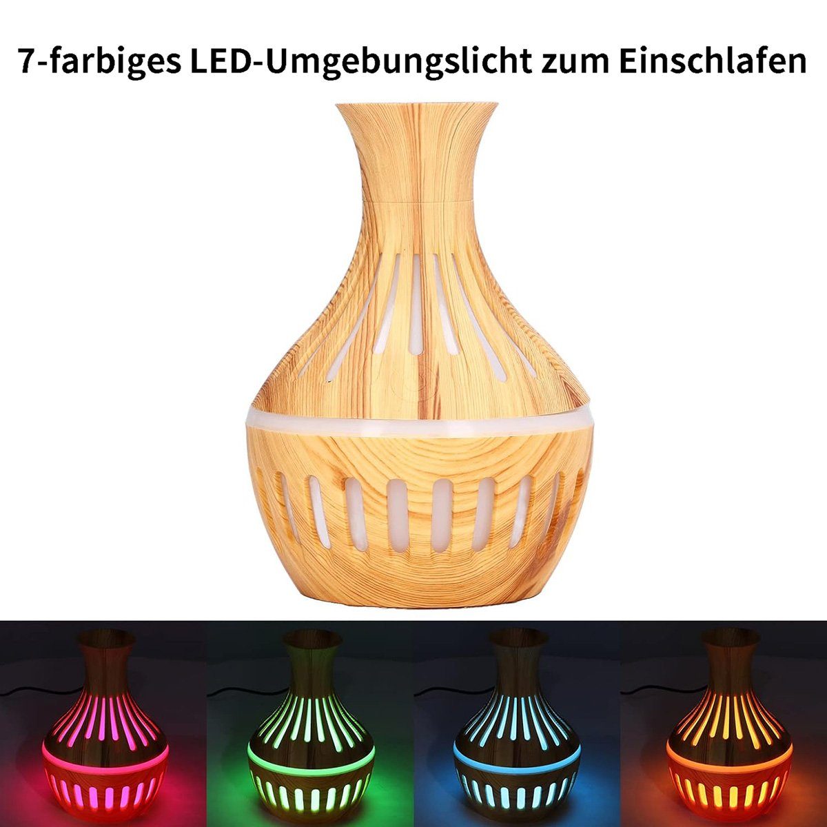 götäzer Luftbefeuchter USB Wiederaufladbar Kreative hohle Vase Aromatherapie Luftbefeuchter, Mit 7 Farben Lichteffekt, geeignet für klimatisierte Räume Hydratation