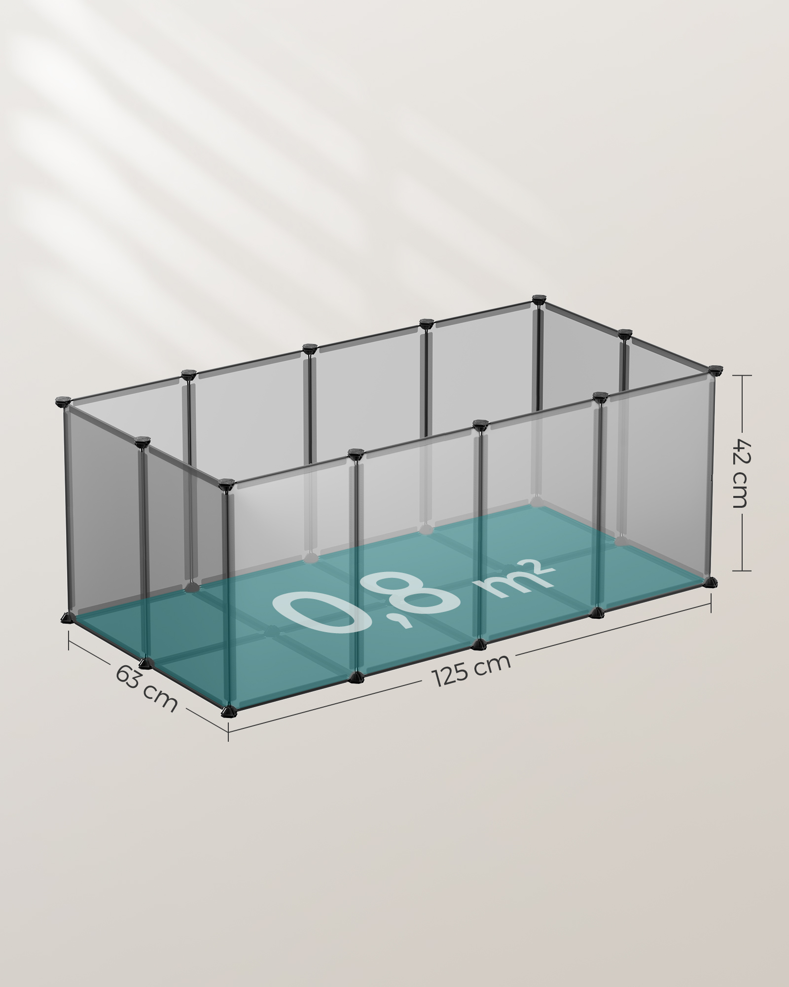 SONGMICS Freigehege SONGMICS L-XL Freigehege mit Bodenplatten grau 1,25 m, 63 cm, 42 cm