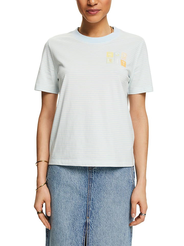 ESPRIT Shirt in Hellblau/ Weiß günstig kaufen