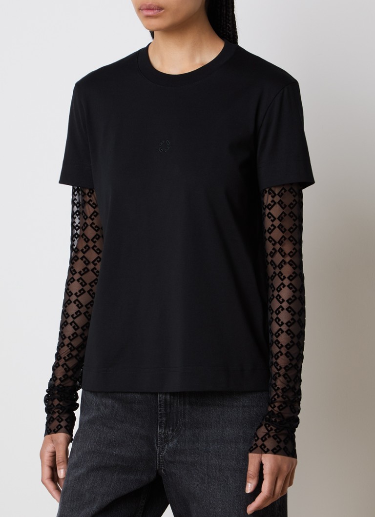 Givenchy Semi-transparent long sleeve with flock logo print