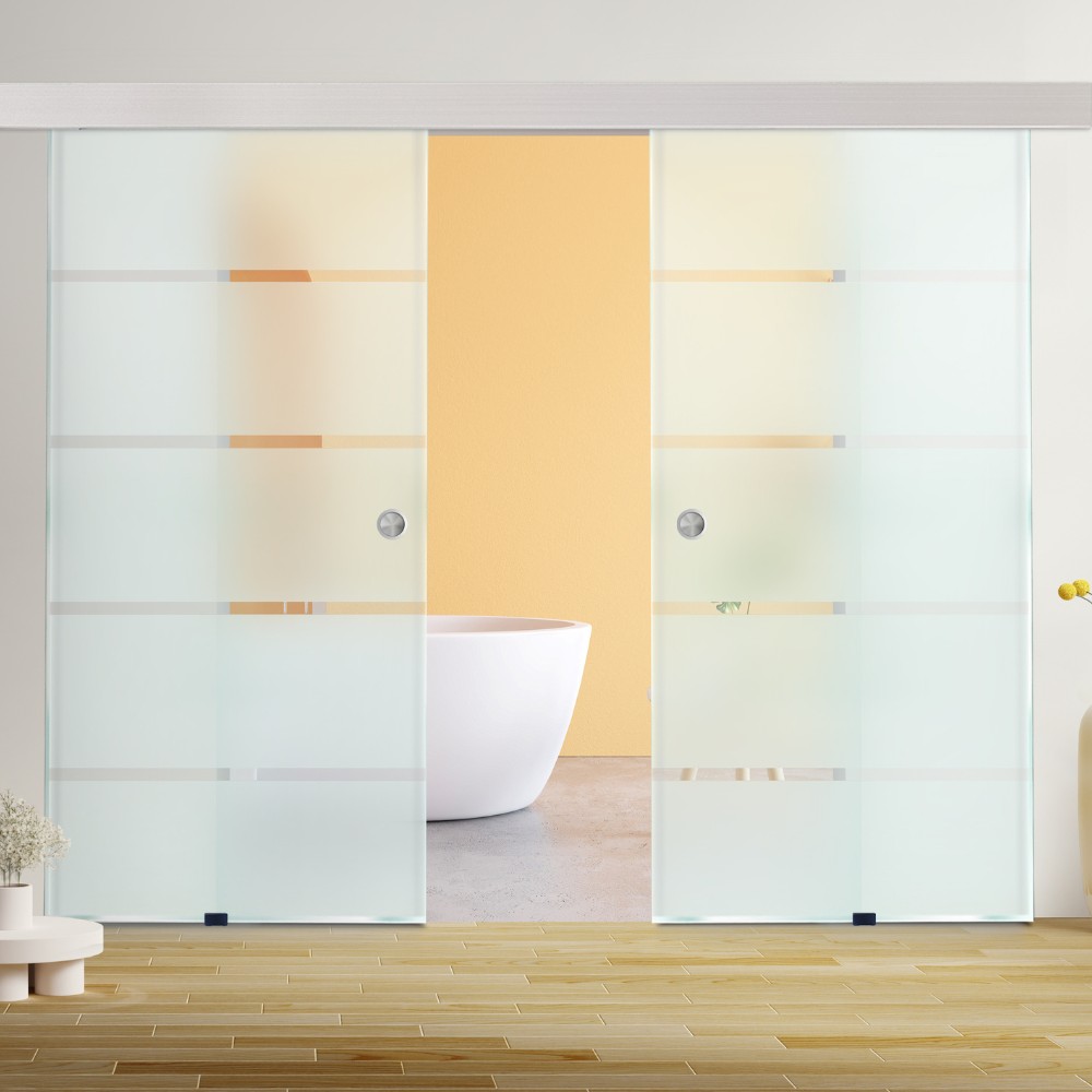 Home Deluxe Doppelglasschiebetür SIRENA – 205 x 90 cm Milchglas