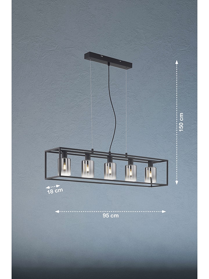 FISCHER & HONSEL Hängeleuchte in Schwarz/ Grau - (B)95 x (H)18 cm günstig kaufen onesize