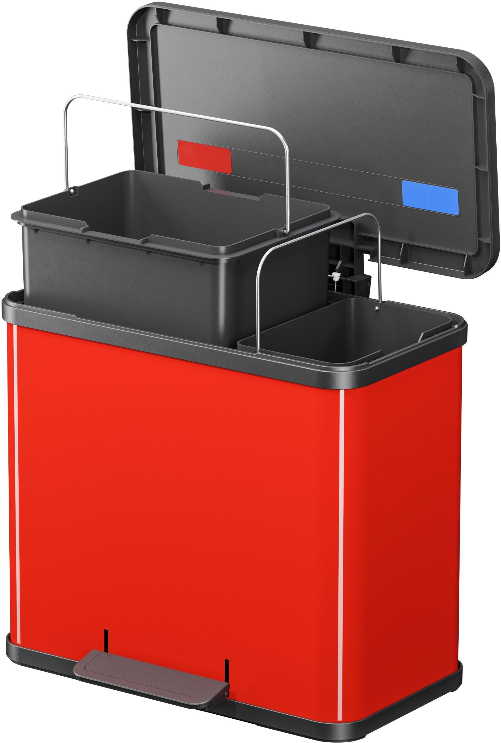 Hailo Mülleimer Öko duo Plus L, 26 l, Stahlblech o. Edelstahl, Kunststoff Inneneimer, Made in Germany