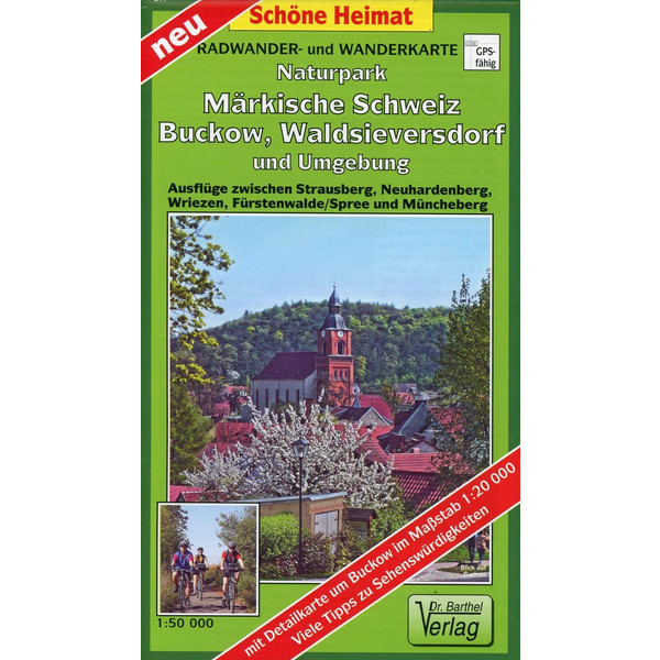Radwander- und Wanderkarte Naturpark Märkische Schweiz, Buckow, Waldsieversdorf  und Umgebung 1 : 50 000 - Wanderkarte