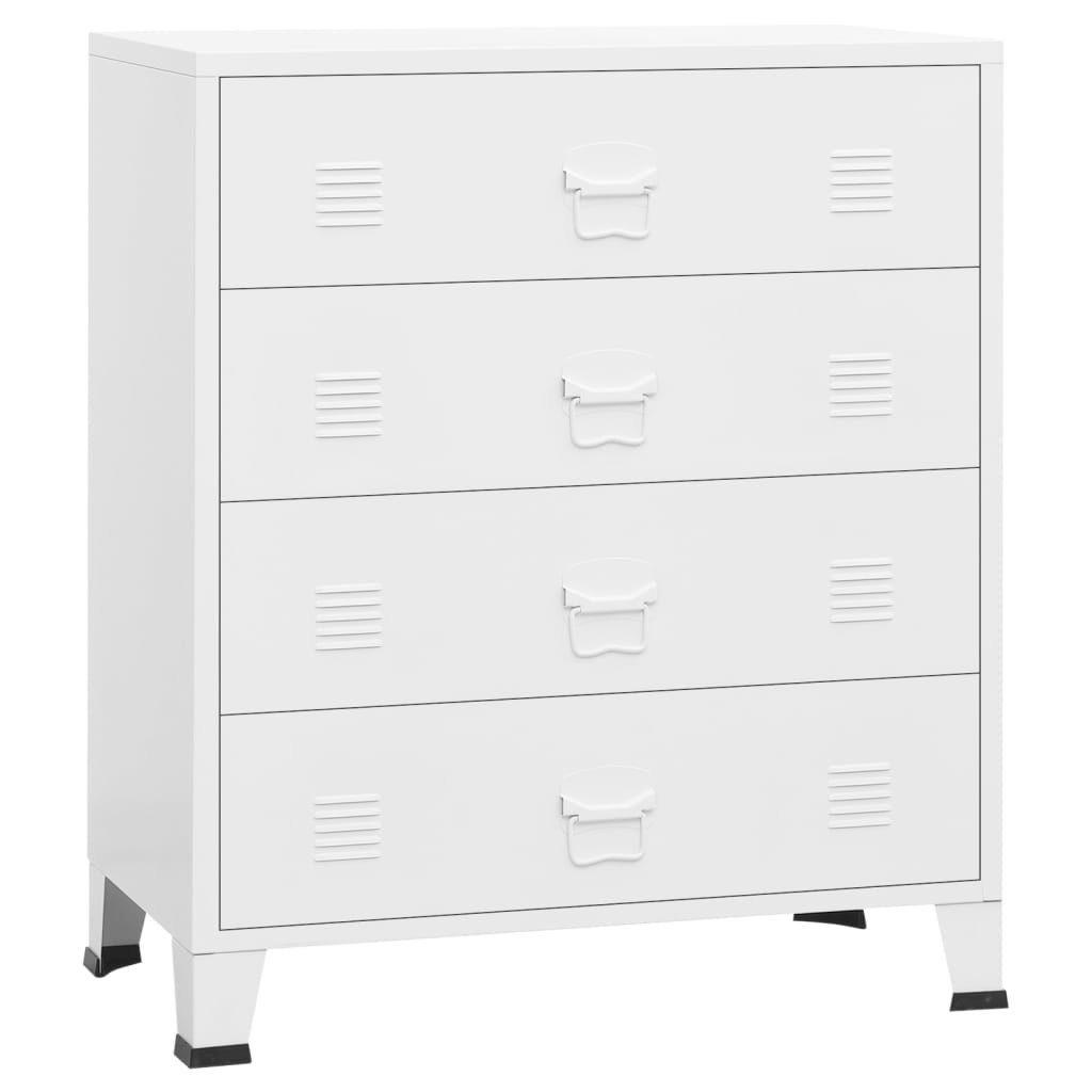 vidaXL Anrichte Industrial Kommode mit Schubladen Weiß 78x40x93 cm Metall