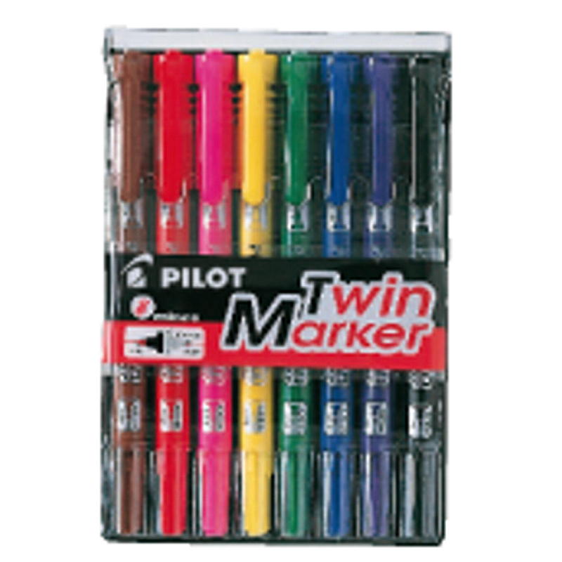 Pilot Merkepenn 8 stk Twin marker Pilot