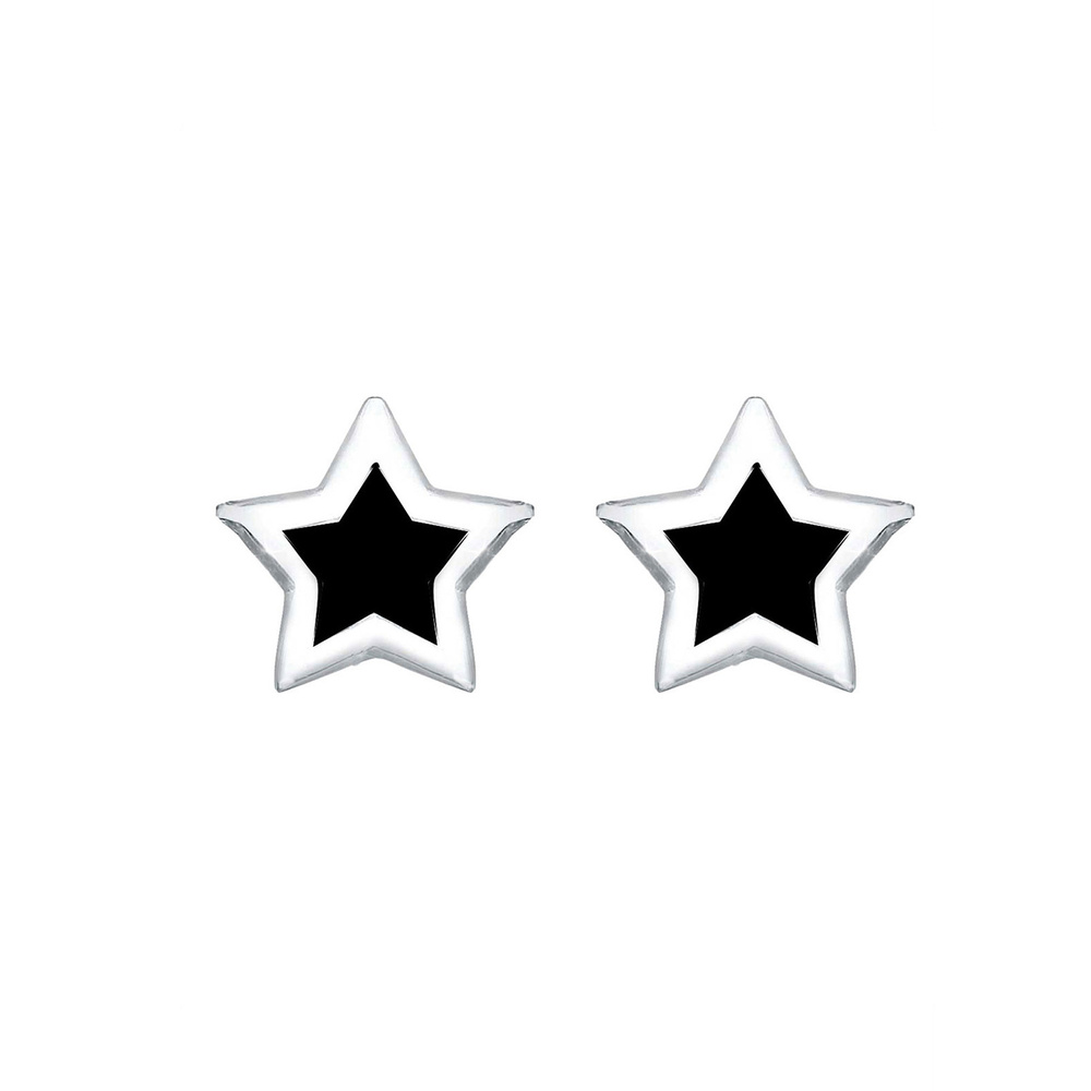 Elli Elli Boucles d'Oreilles Femme Motif Étoile Classique avec Émail en Argent Sterlin Boucles d'oreilles