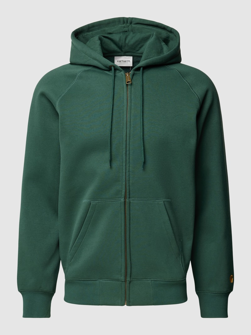 Sweatjacke mit Logo-Stitching Modell 'CHASE' in petrol