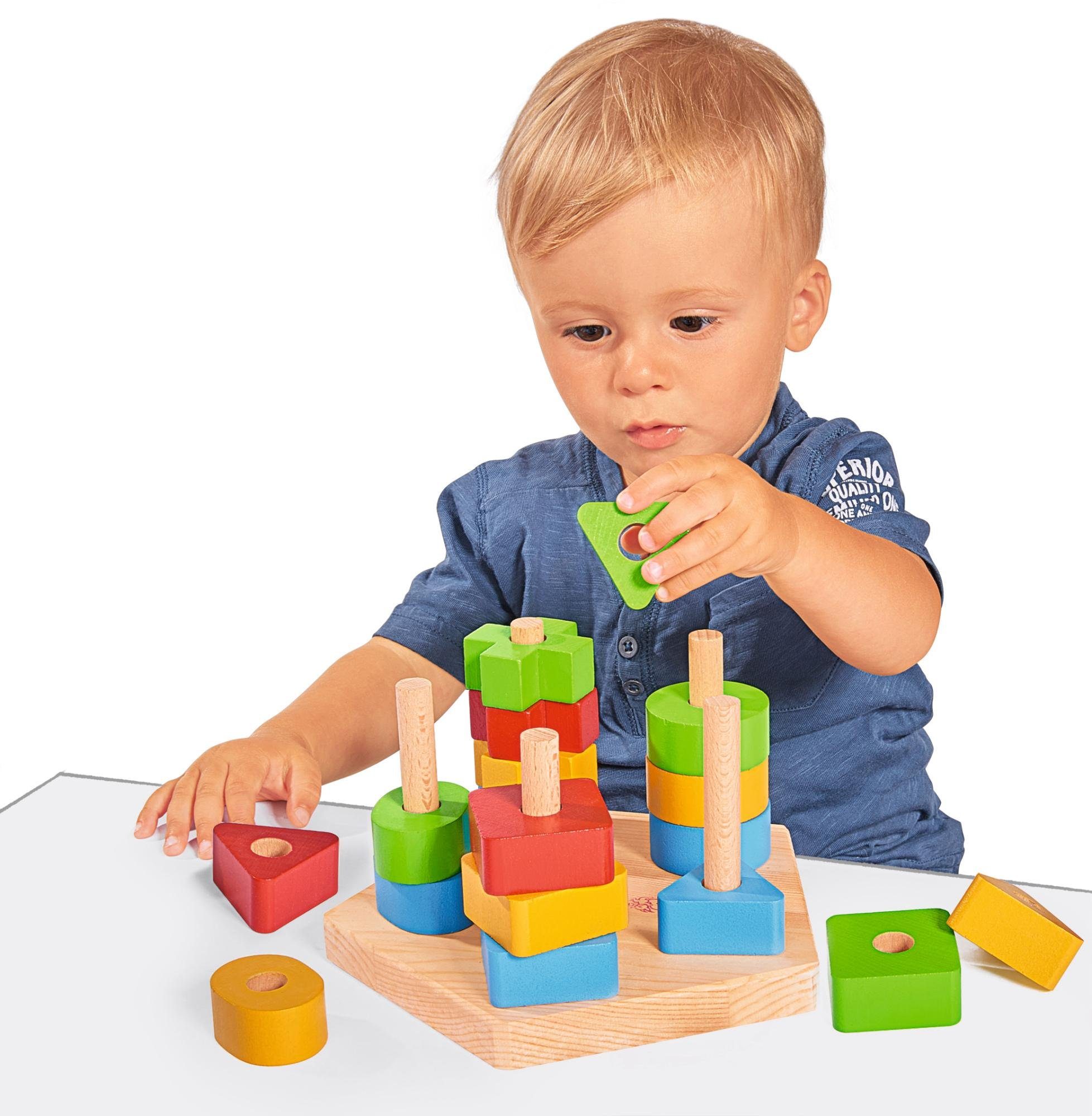 Eichhorn Steckspielzeug Holzspielzeug, Steckspiel, (Set, 21-tlg), aus Holz; Made in Europe