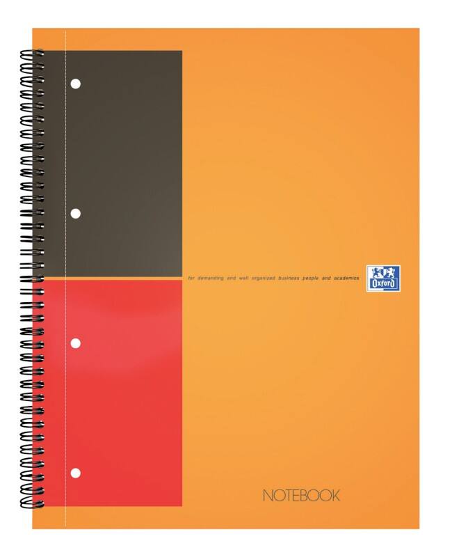 OXFORD International Notizbuch DIN A4 Liniert Spiralbindung Pappe Orange Perforiert 160 Seiten 5 Stück à 80 Blatt