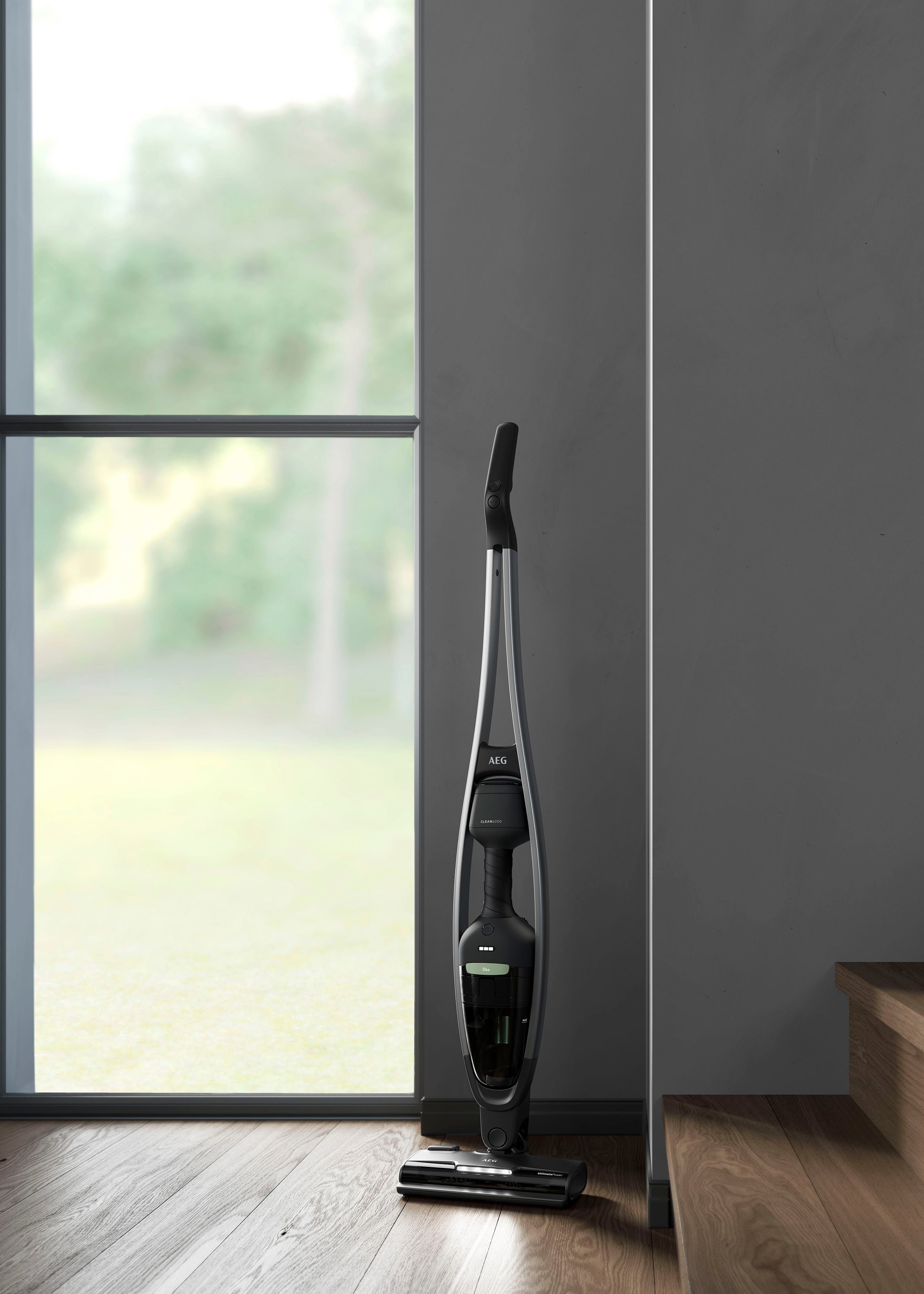 AEG Akku-Hand-und Stielstaubsauger CLEAN ÖKO 6000 (AS62B25ÖKO), beutellos, 2in1, leise 79dB(A), 47 % Recyclingmaterial, bis zu 55 Min. Laufzeit