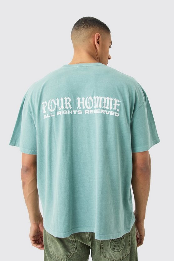 Kastiges Oversize T-Shirt mit Pour Homme Print