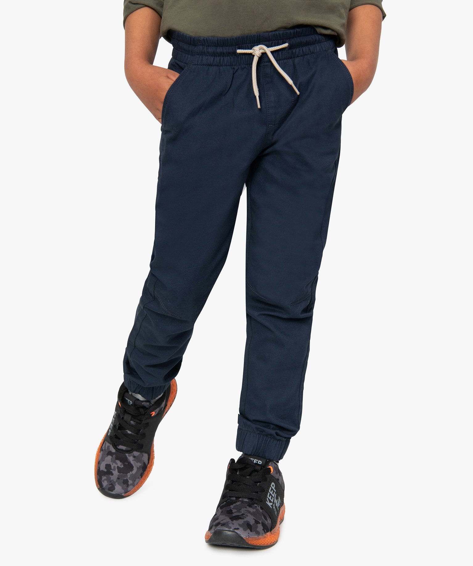 Pantalon Garçon avec taille et chevilles élastiquées marine | GEMO