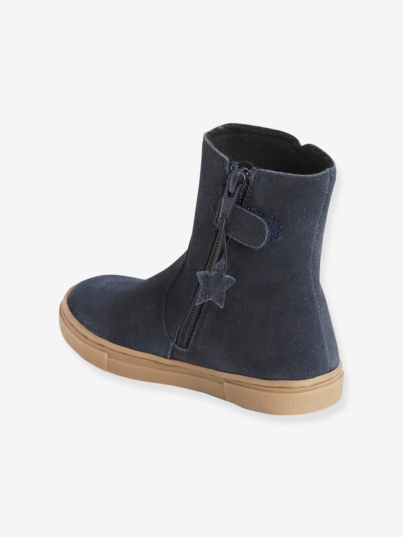 Bottes cuir fille collection maternelle bleu marine