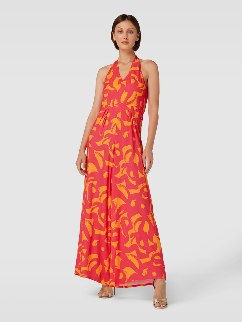 Jumpsuit aus Viskose mit Allover-Muster Modell 'Elli' in orange