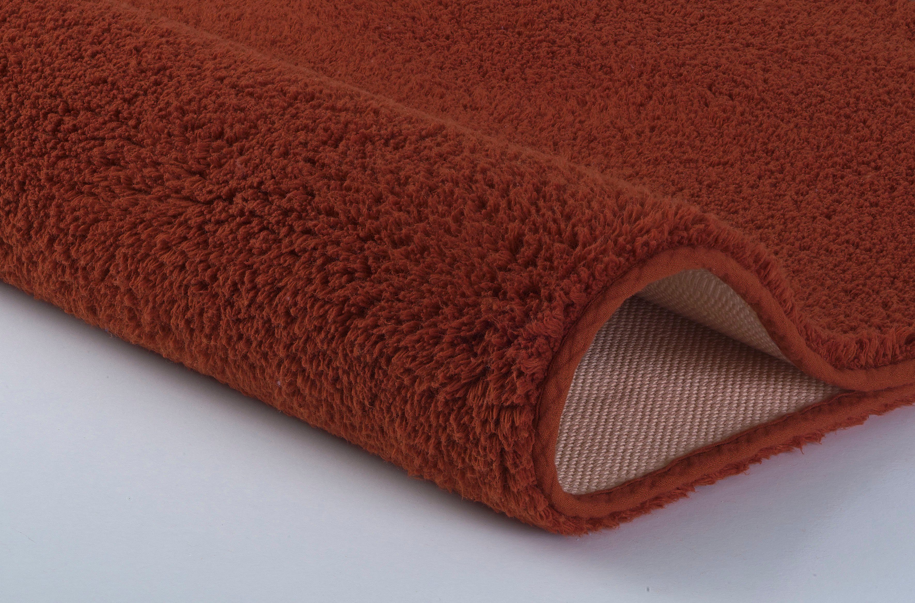 Badematte Kansas Kleine Wolke, Höhe 15 mm, rutschhemmend beschichtet, fußbodenheizungsgeeignet, Baumwolle, rechteckig, Badteppich, Uni Farben, reine Baumwolle, waschbar