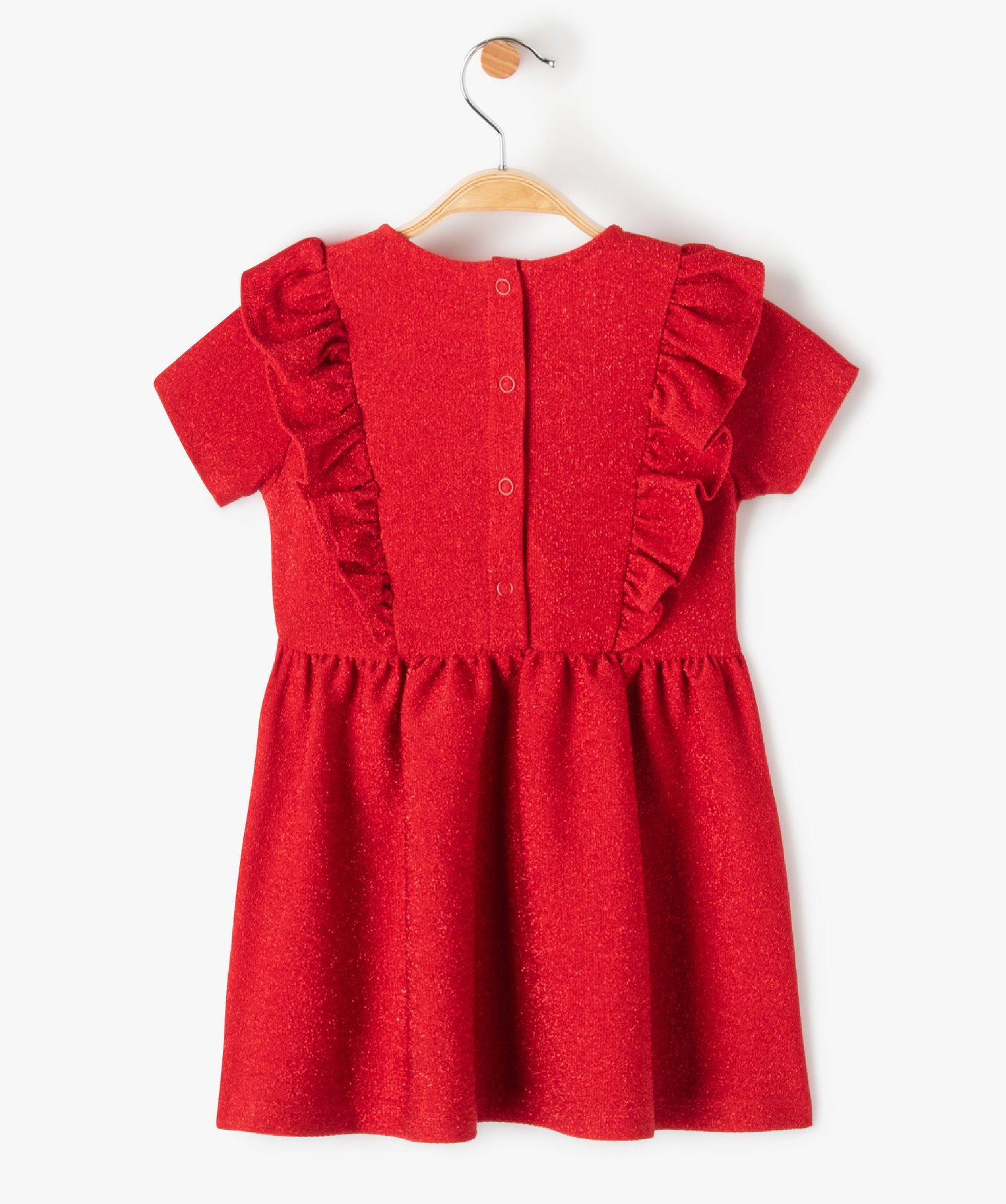 Robe bébé fille à manches courtes à paillettes avec vola... rouge | GEMO