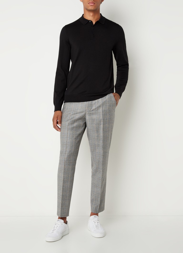 Polo de lã HUGO BOSS Bono-L de malha fina e corte regular