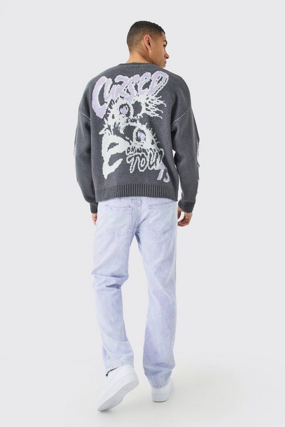 Kastiger Oversize Pullover mit Print