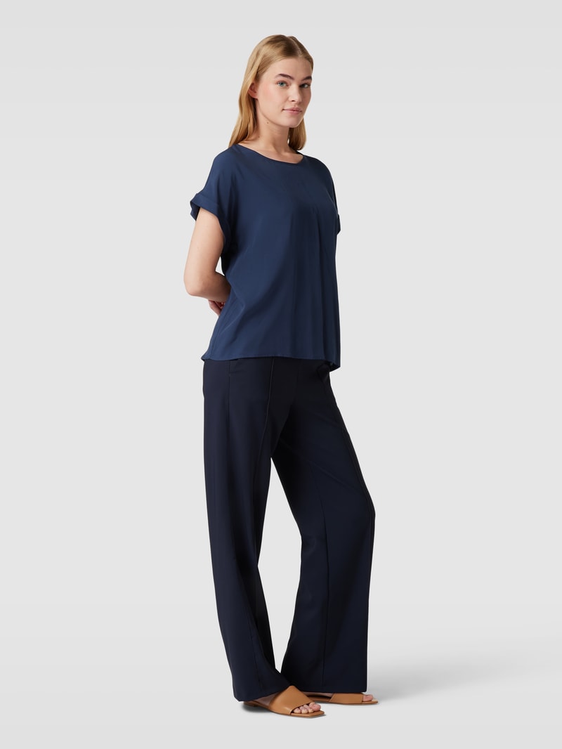 Blusenshirt aus reiner Viskose mit Kellerfalte in dunkelblau