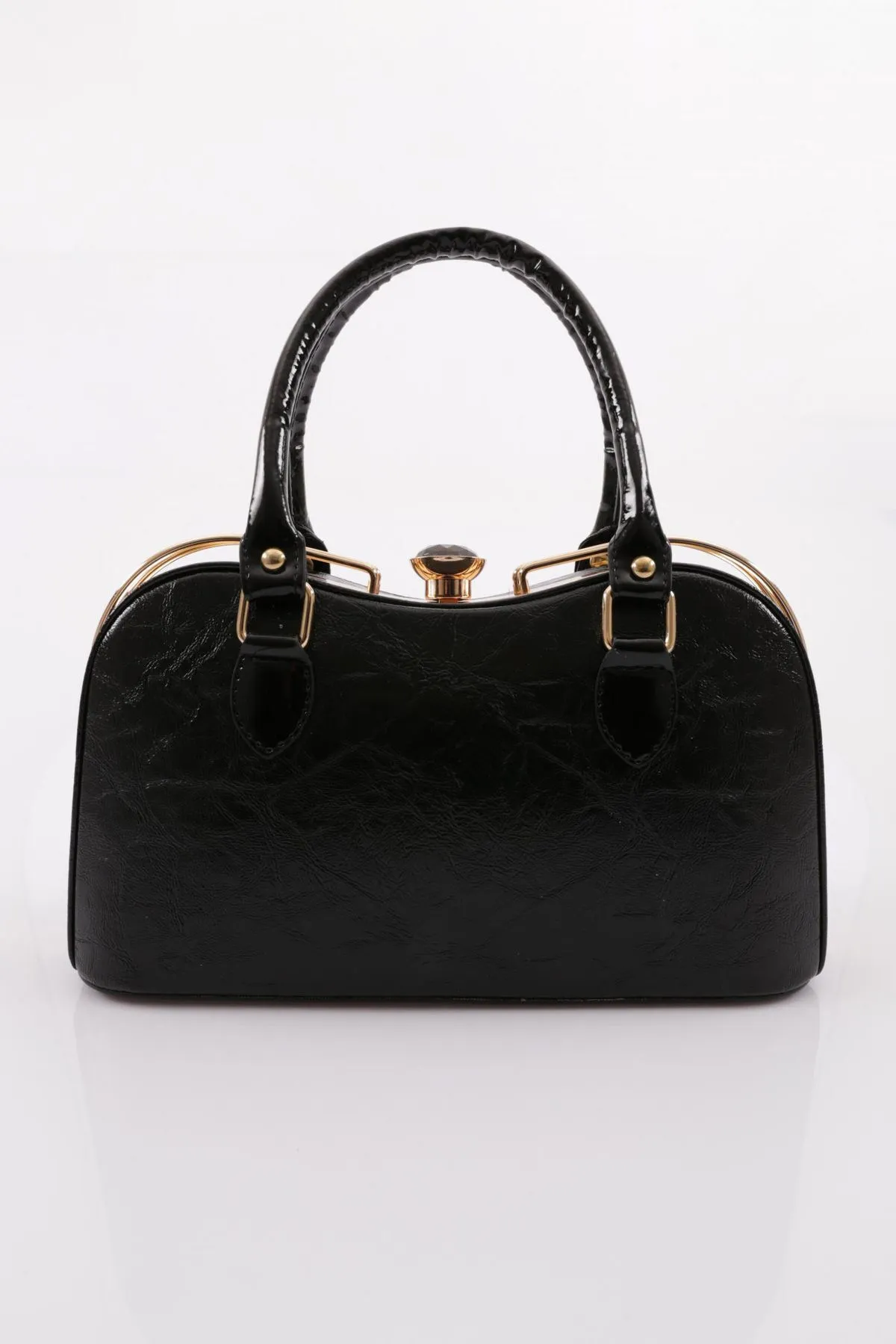 DGN  Schwarze glänzende 396 Damen-Umhängetasche