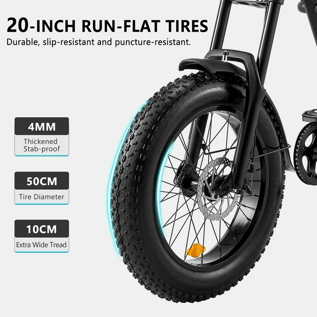 Ridingtimes Z8 Snow Ebikes for Adults, 20 Fat Tire, 1500W Motor, 28Mph, 6 Layer Full Suspension