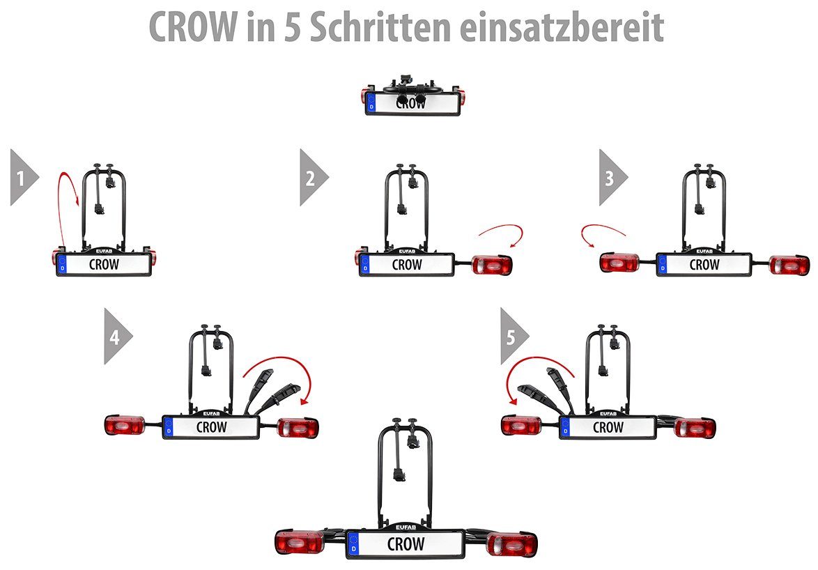 EUFAB Kupplungsfahrradträger CROW, für max. 2 Räder