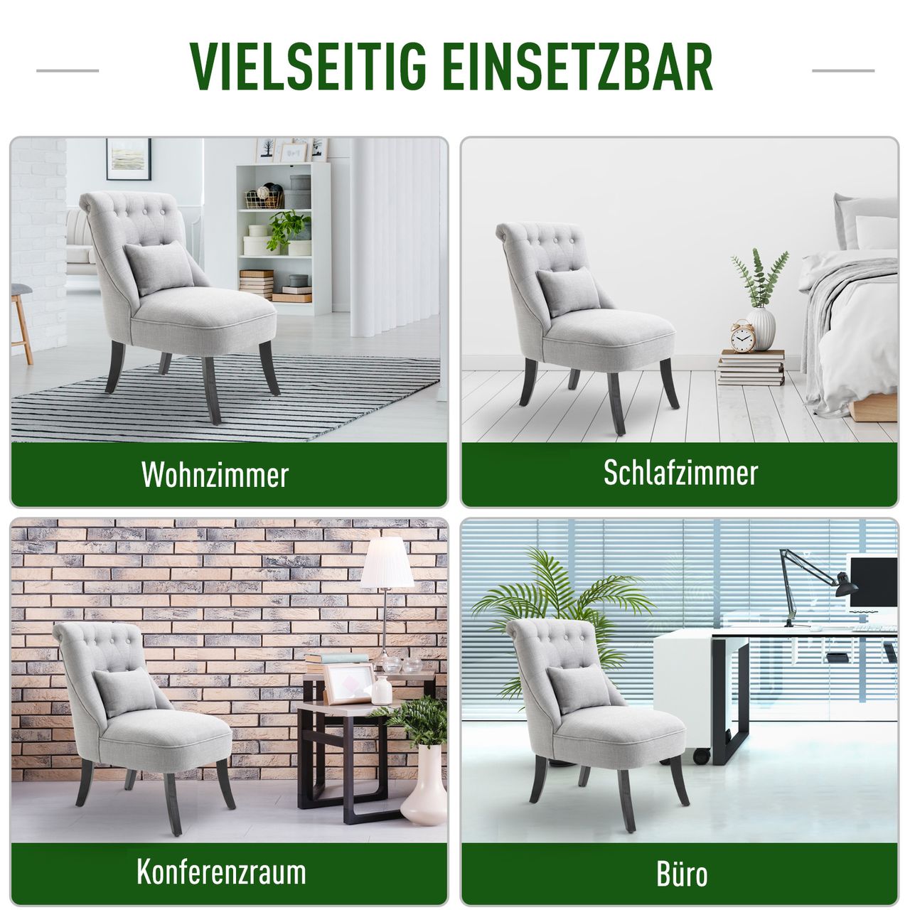 HOMCOM Relaxsessel mit Rückenkissen, Sessel, Fernsehsessel, Erhöhte Füße, Leinen, Grau, 52,5 x 69 x 77 cm