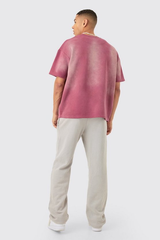 Man Oversized Half Sleeve Sun Bleach Sweatshirt