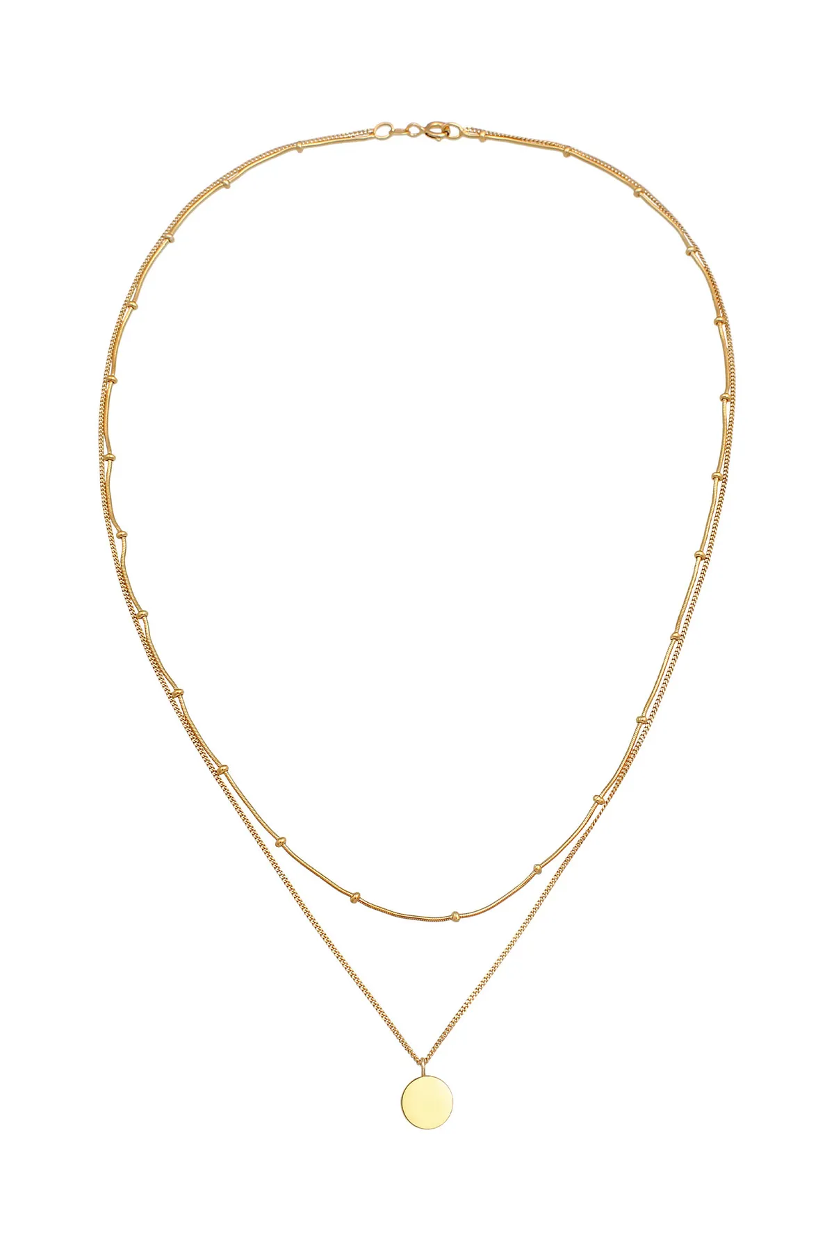 ELLI  Halskette 2-lagig Layer Plättchen Kreis 925 Silber